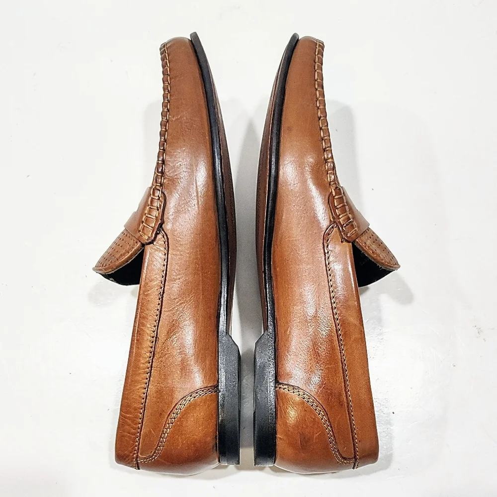 Bostonian Penny Loafers Men’s 8.5M Tan Brown Leather Slip-On Dress Casual Shoes